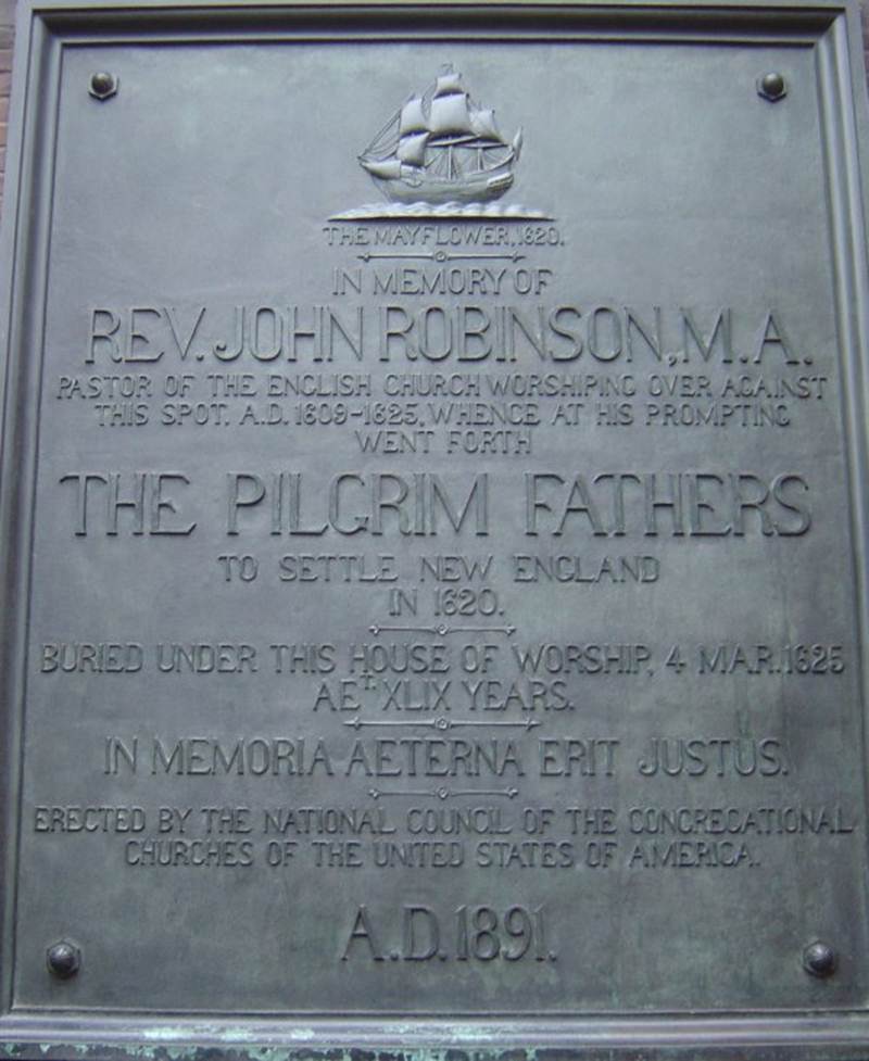 Beschrijving: First tablet Pilgrim Fathers